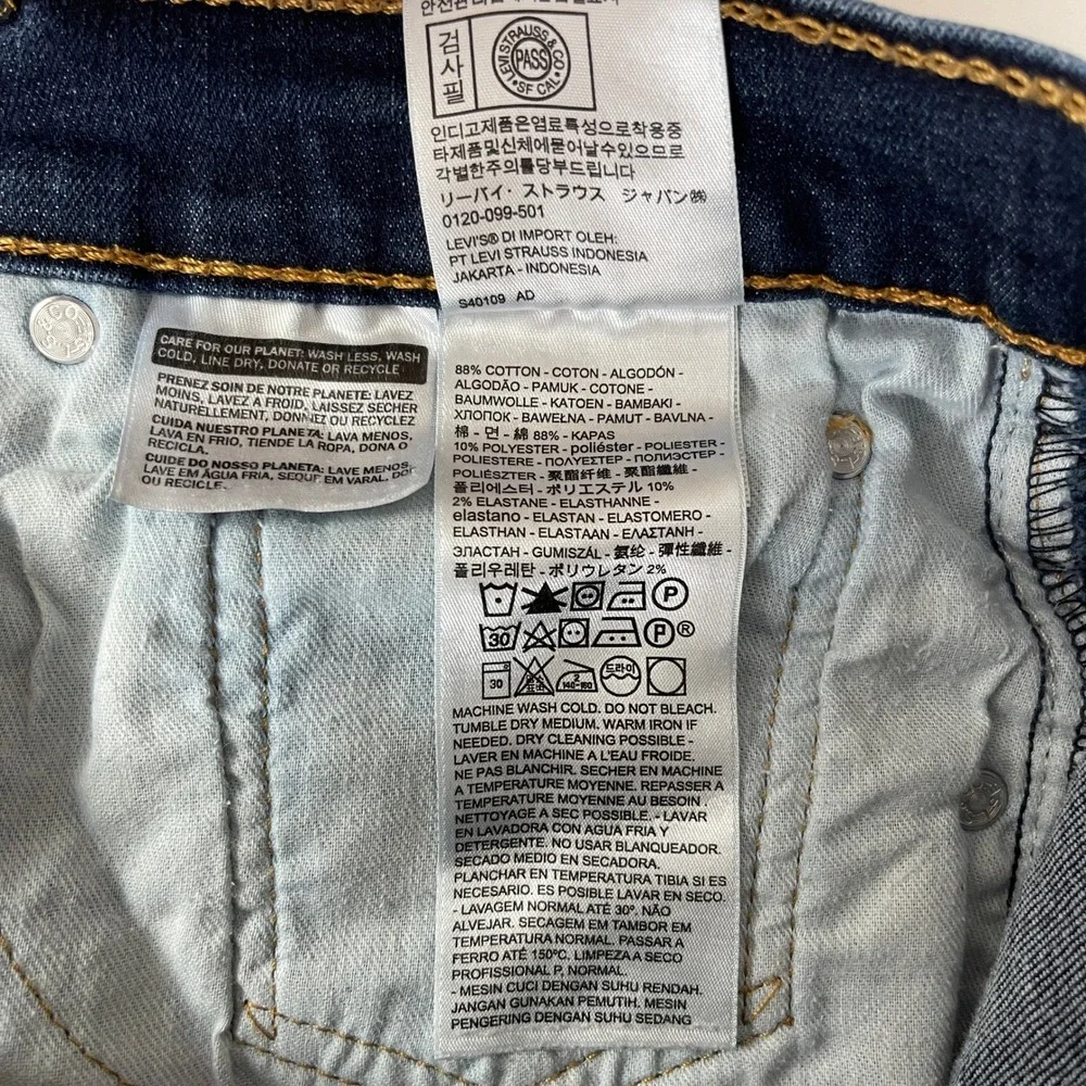 Levis 512 Jeans Mens 32x28* Blue Slim Taper Dark Wash Denim Stretch Preppy